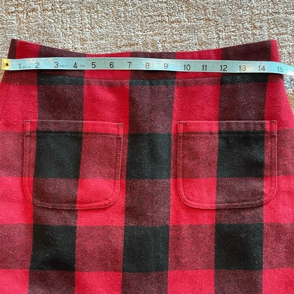 J. Crew Red/Black Checkered A-Line Mini Skirt, Wool Blend, Lined, Holidays, Sz 4 - Picture 8 of 13